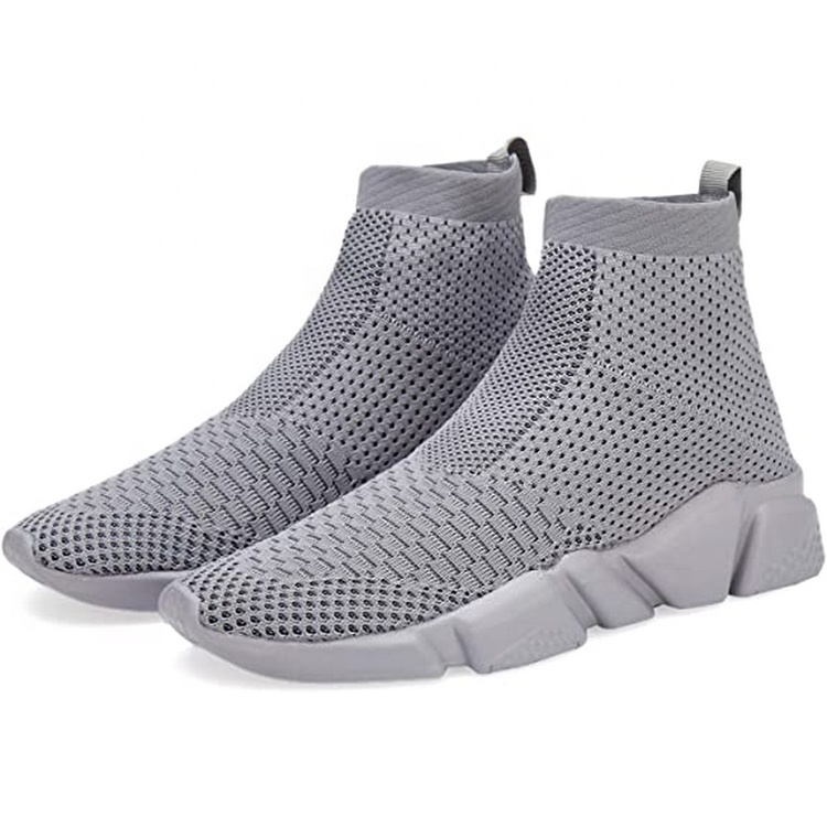 China New Fashion Boys Girls High Upper Lightweight Sneakers Walking Knitting Children Casual  Shoes